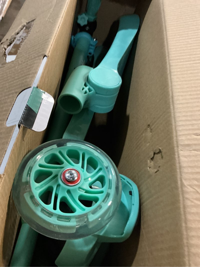 Condition photo showing Good Condition for hurtle 3-wheeled scooter for kids - wheel led lights, adjustable lean-to-steer handlebar, and foldable seat - sit or stand ride with brake for boys and girls ages 1-14 years old teal