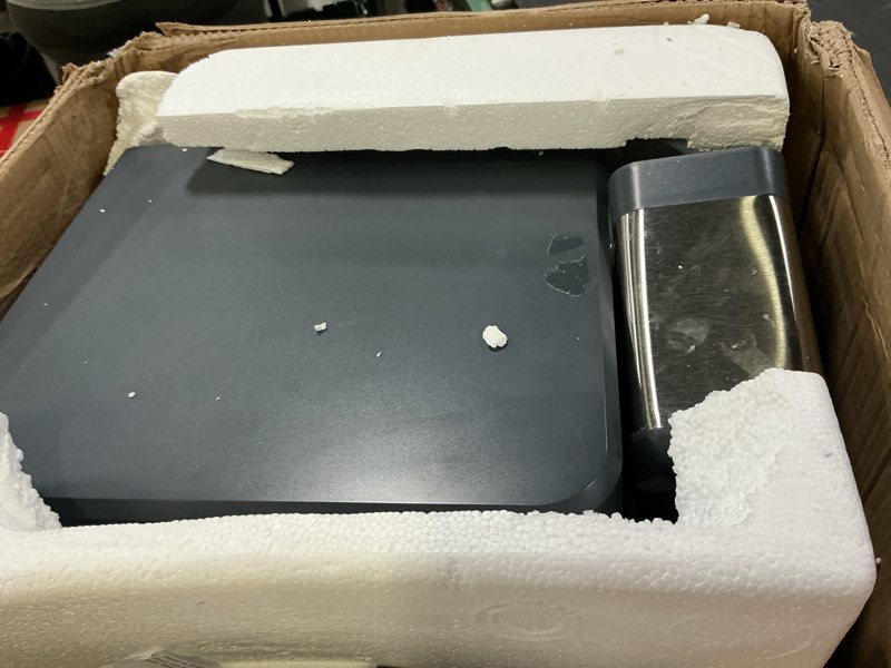 Condition photo showing As Is for nugget ice maker countertop 44 lbs/24h, chewable nugget ice machine with side water tank, ready in 5-10 mins, self-cleaning pellet ice machine,stainless steel,scoop included