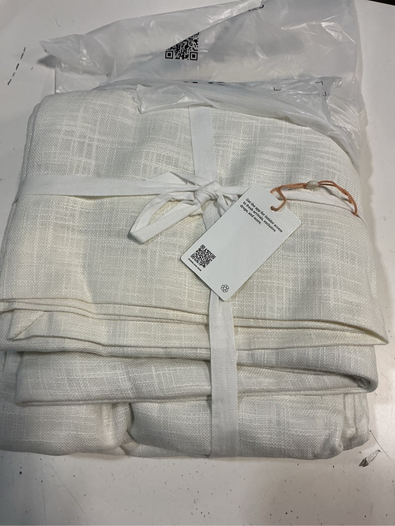 Condition photo showing Good Condition for quince textured cotton room darkening curtain, 48x96, white