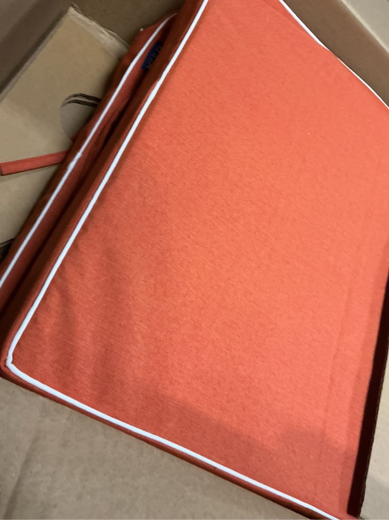 Condition photo showing Good Condition for miulee orange outdoor chair cushions set of 2, 18.5x16x3 inch waterproof patio seat cushions for out
