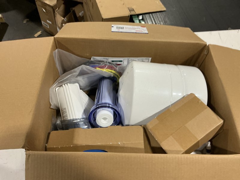 Condition photo showing As Is for ispring rcc7ak, nsf certified, 75 gpd, alkaline 6-stage reverse osmosis system, ph+ remineralization ro water filter system under sink, patented top-mounted faucet design for easy installation