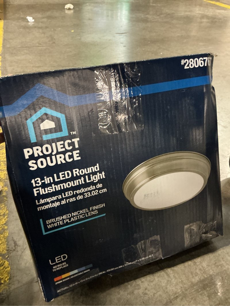 Condition photo showing Good Condition for project source bella 1-light 13-in brushed nickel led flush mount light