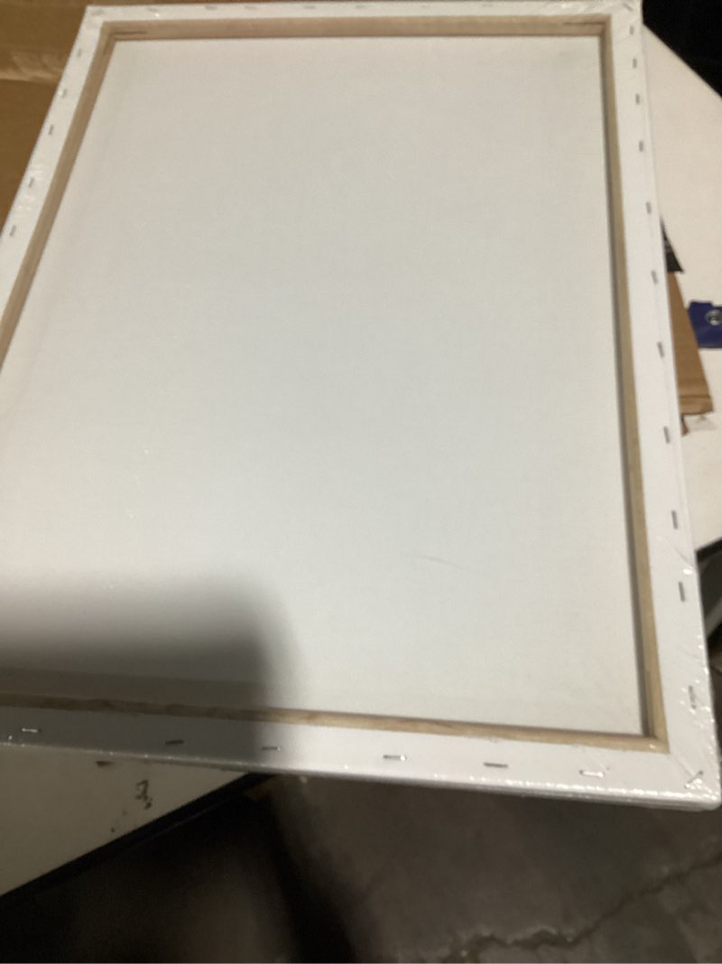 Condition photo showing New/Like New for Pre Stretched Canvas 18x24 2 Pack Large Stretched Canvases for Painting Four fold Acrylic Titanium Priming Blank Canvas Boards for Painting
