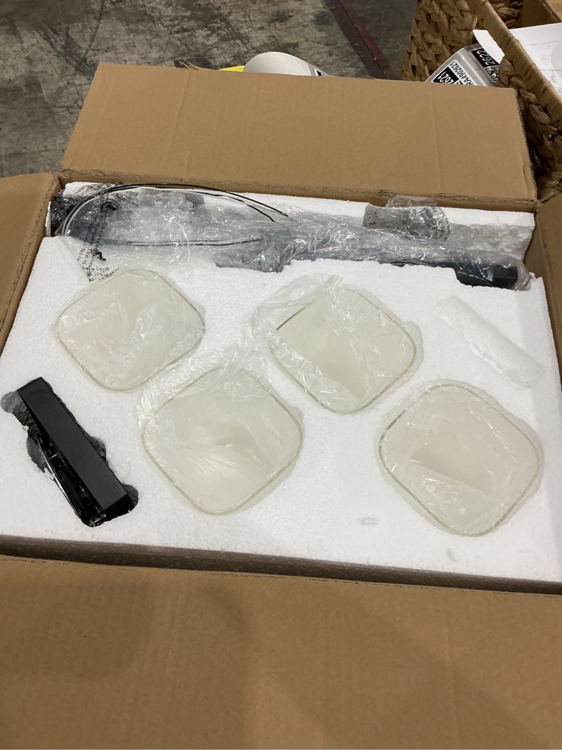 Condition photo showing Good Condition for 4 light bathroom vanity light - matte black bathroom light fixtures square design & ul certification, square light fixture over mirror, farmhouse light fixtures for bathroom & bedroom 4 light black