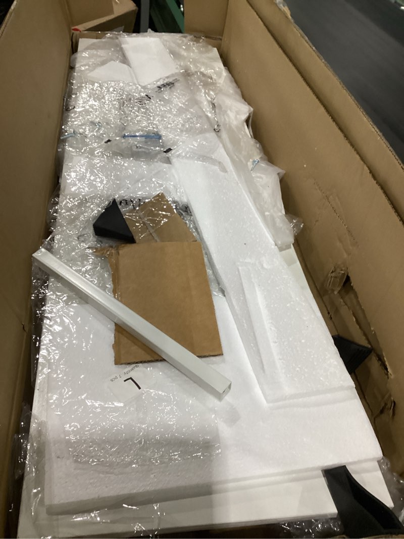 Condition photo showing As Is for olixis dresser for bedroom, 7 storage drawers, wide fabric closet chests organizer tower furniture, tv stand with wooden top metal frame for clothes, living room, hallway, entryway, classic white white 11.8"d x 39.4"w x 30"h (7 drawers)