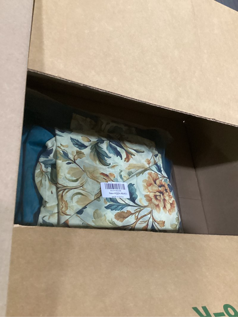 Condition photo showing As Is for mix curtains - 2 pieces floral print sheer curtains and 2 pieces velvet blackout curtains for bedroom living room grommet window drapes, 52x63 inch,blue,set of 4 panels 52"w x 63"l (pack of 4) birds & floral