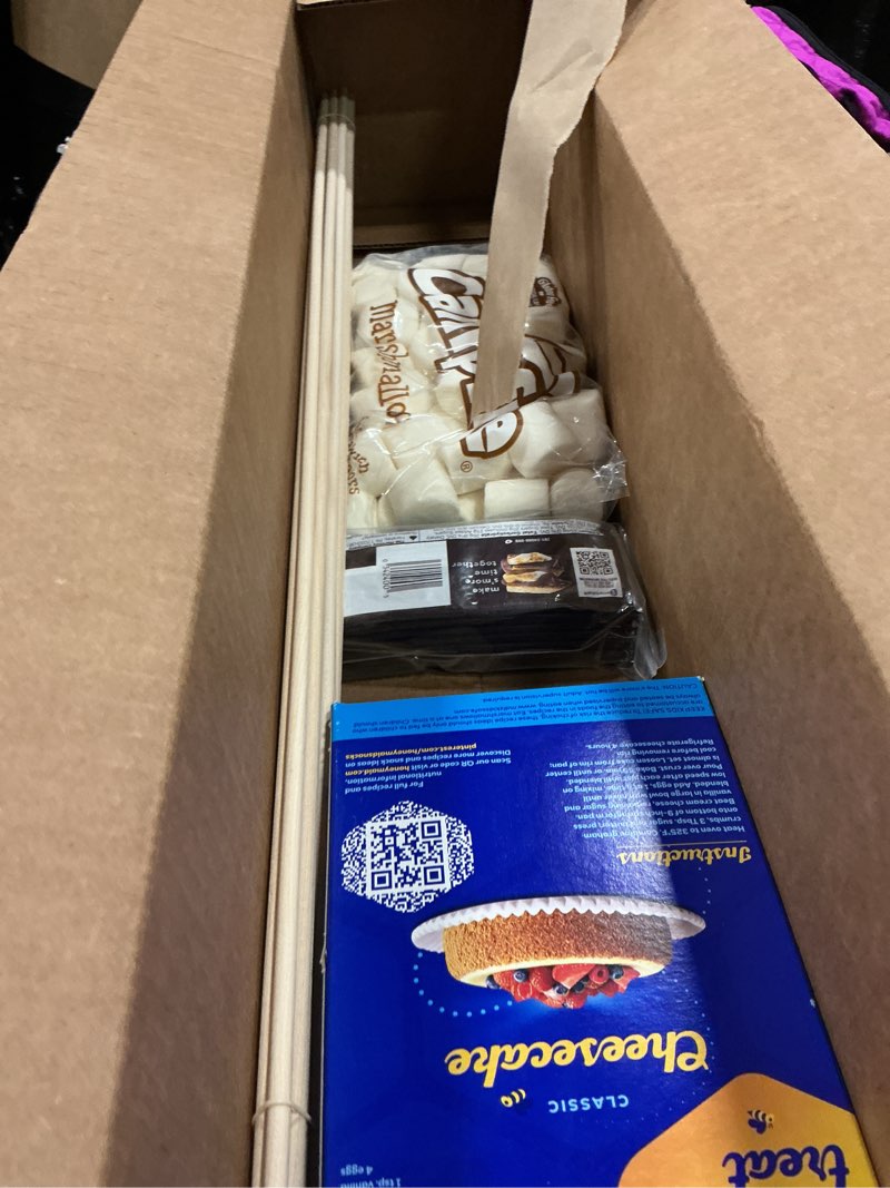 Condition photo showing New/Like New for ((29/mar/26))112-piece s‚äômores kit ‚äì makes 24 s‚äômores ‚äì includes 30‚äù birch roasting sticks graham crackers chocolate & marshmallows ‚äì great for camping bonfires parties s'mores kit