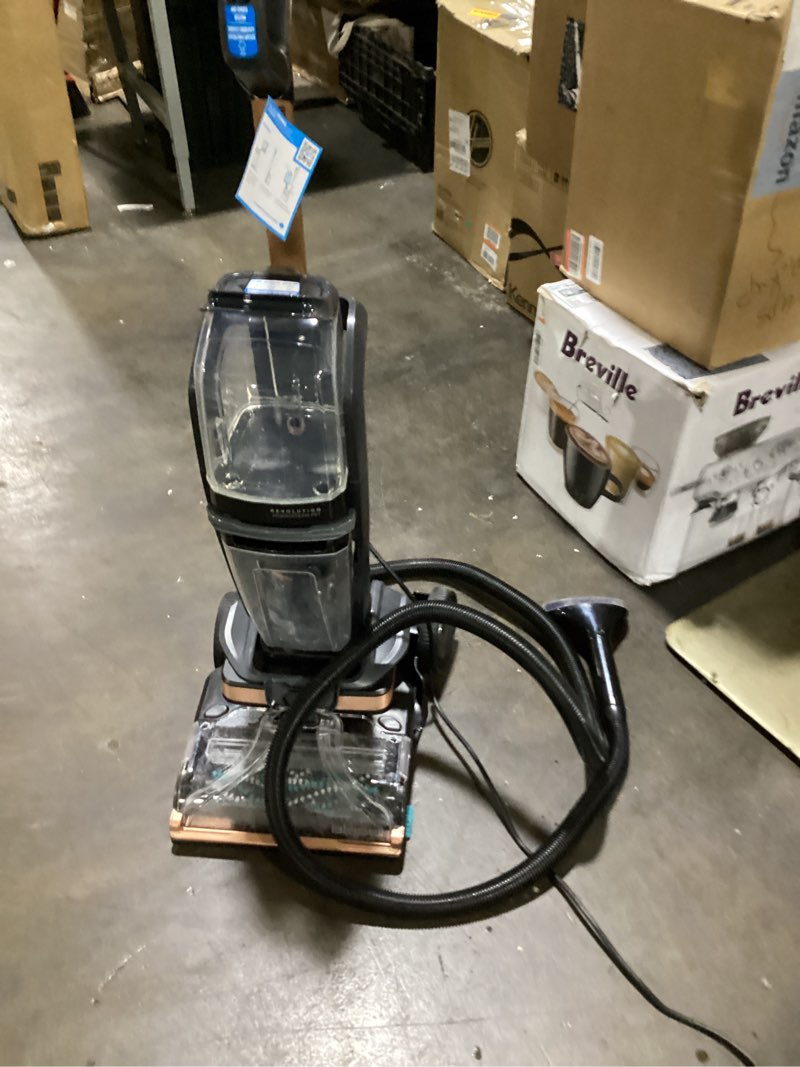 Condition photo showing As Is for **no cleaner included** (wheel needs a screw) BISSELL Revolution HydroSteam Pet Carpet Cleaner, Upright Deep Cleaner, HydroSteam Technology, 2-in-1 Pet Upholstery Tool & Formulas Included, 3432