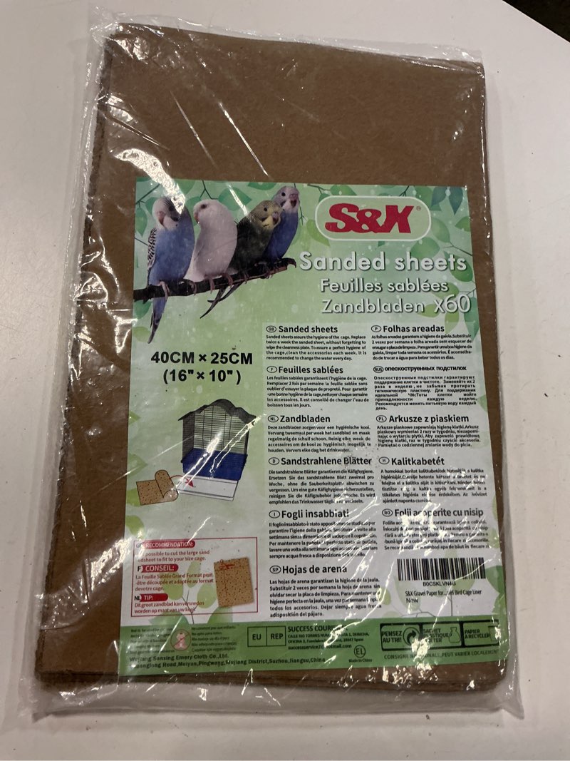 Condition photo showing New/Like New for s&x gravel paper for bird cage 60-pack 16” x 10” bird cage liners disposable, heavy gravel bird cage liner 60pcs 10" x 16"