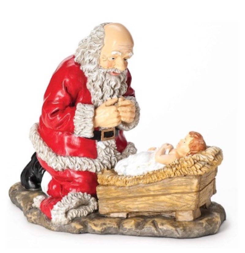roman kneeling santa christmas figurine