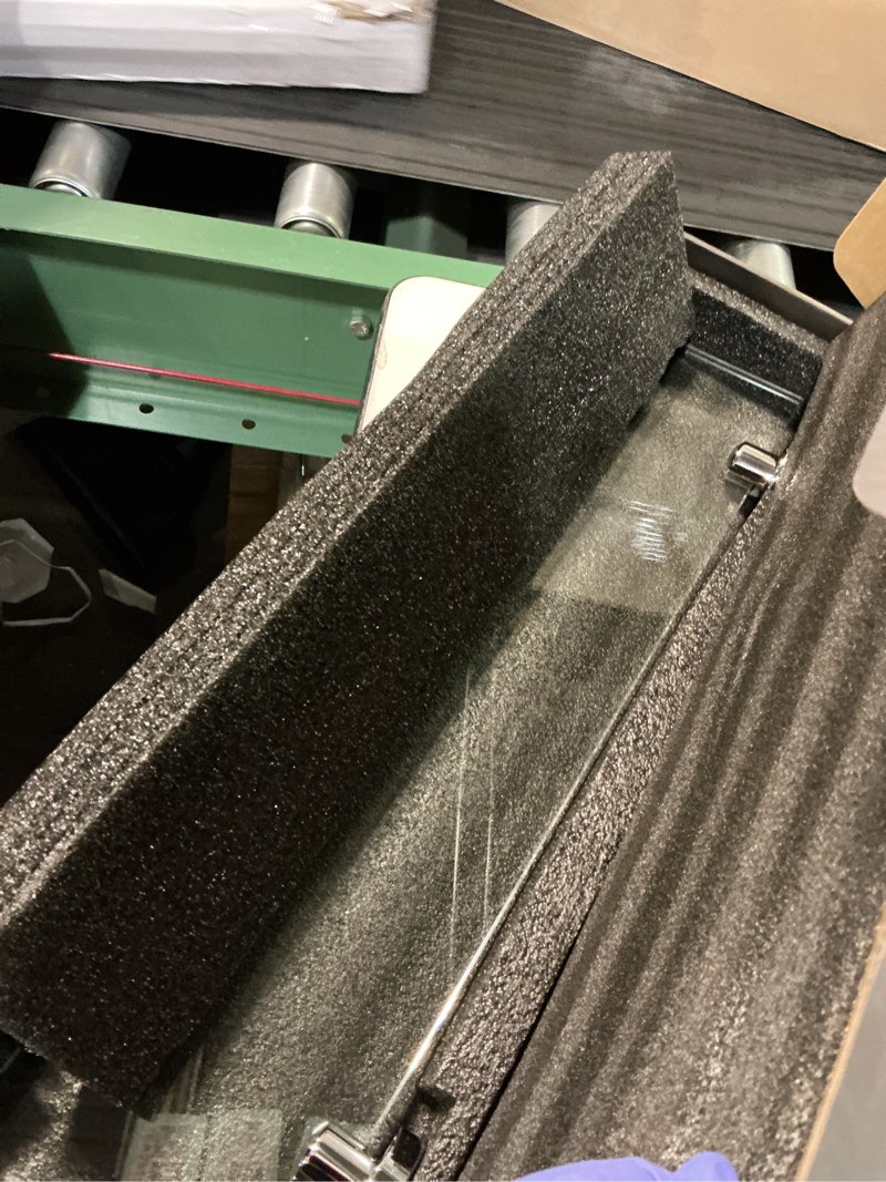 Condition photo showing Good Condition for 20 Inches Glass Shelves for Bathroom, Chrome Polished Floating Glass Shelf Stainless Steel Tempered Glass Bathroom Shelves for Wall Mount Modern Chrome Polished 20"with railing