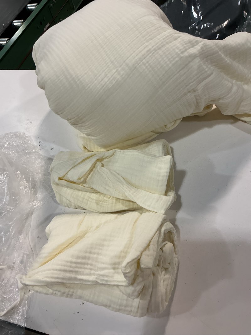 Condition photo showing As Is for organic cotton gauze duvet cover set, king/cal king, ivory