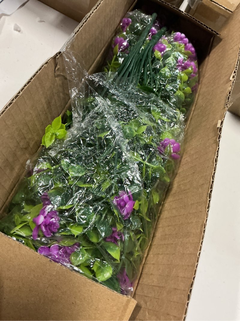 Condition photo showing New/Like New for grunyia 10 bundles artificial fake flowers, faux outdoor plastic plants uv resistant shrubs outside indoor decorations (purple-eucalyptus)