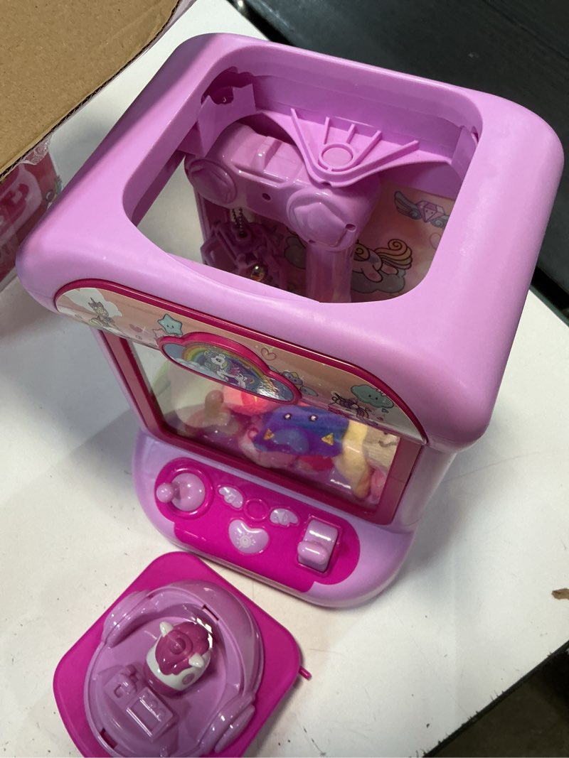 Condition photo showing As Is for marlrin claw machine for kids, mini vending machine girls unicorn toys, candy grabber prize dispenser with sound & 20 mini plush toys, electronic arcade game indoor toy for home party birthday gifts