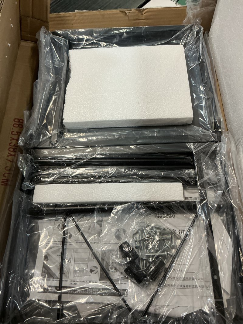 Condition photo showing New/Like New for ABCOOL Retractable Microwave Oven Rack Pull Out Snap-in for Kitchen Baker Storage Organizers Holder, 2 Axial Expandable and Height Adjustable Carbon Steel Shelf Counter Countertop with 3 Clip Hooks 2 Tiers Black