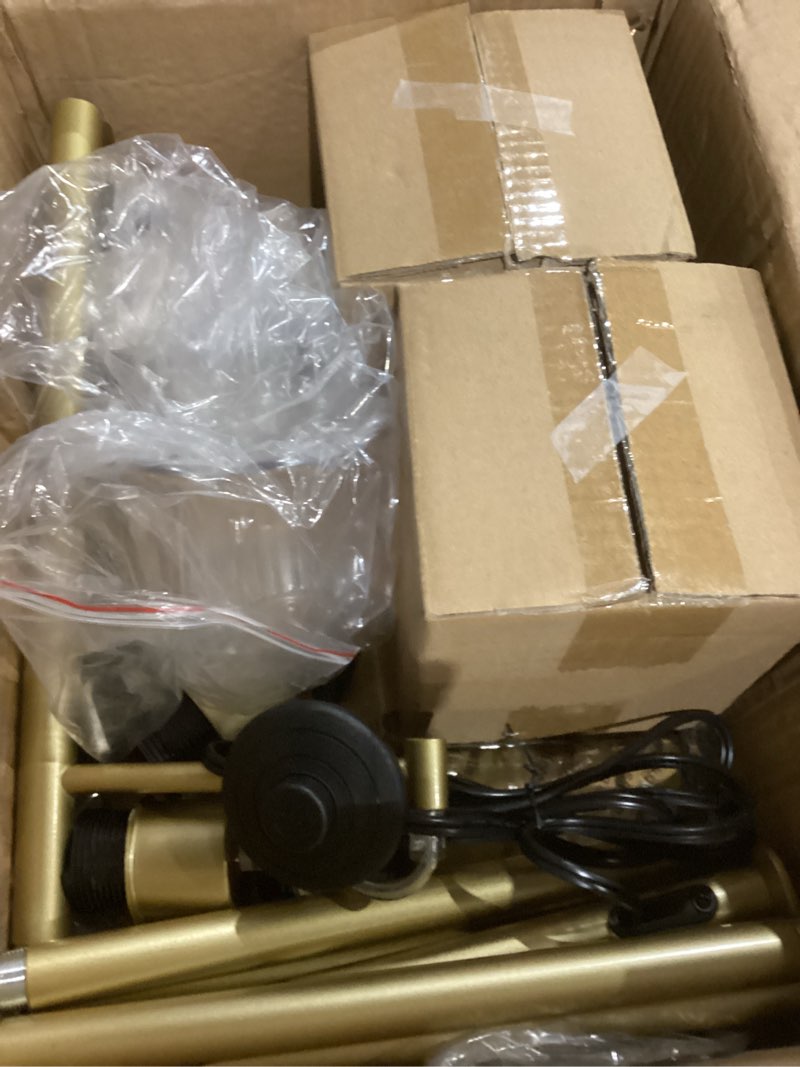 Condition photo showing New/Like New for Glass Floor Lamp for Living Room,Bedroom,Mid Century Modern Standing Lamp Brass Tree 3 Light Tall Floor Lamps Vintage Floor Lights Gold Tulip Flower Lamp Shade Farmhouse Boho Bohemian 26-Floor Lamp