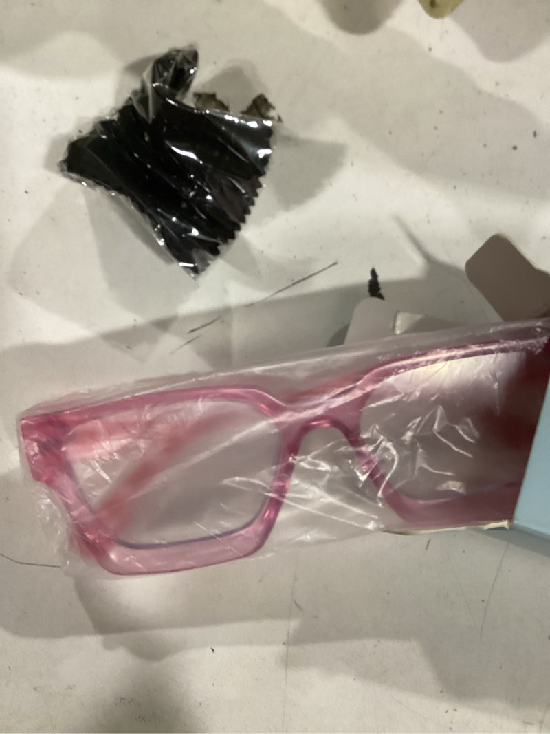 Condition photo showing Good Condition for livho oversized blue light blocking glasses for woman - rectangle fashion glasses for computer, chic preppy frame chunky blue with orange inside