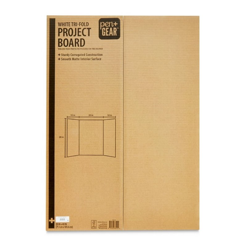 pen+gear white tri-fold corrugated project board, 28" x 40" 12 pack 