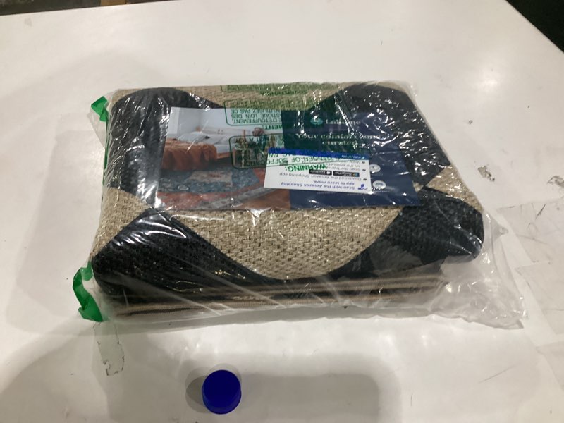 Condition photo showing New/Like New for lahome checkered easy jute 5x7 area rugs, washable outdoor patio rug for living room diamond indoor outdoor carpet, farmhouse geometric non slip black carpet for backyard dining room 5' x 7' (rectangular) black/checkerboard -2