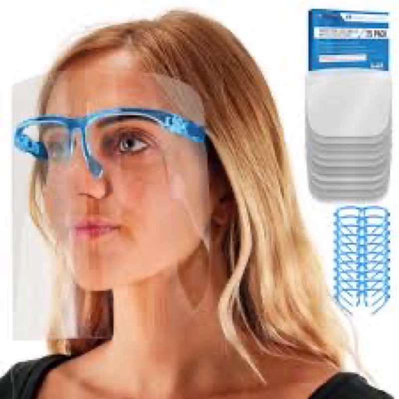 TCP Global Salon World Safety Face Shields with Glasses Frames (Pack of 25) - Ultra Clear Protective