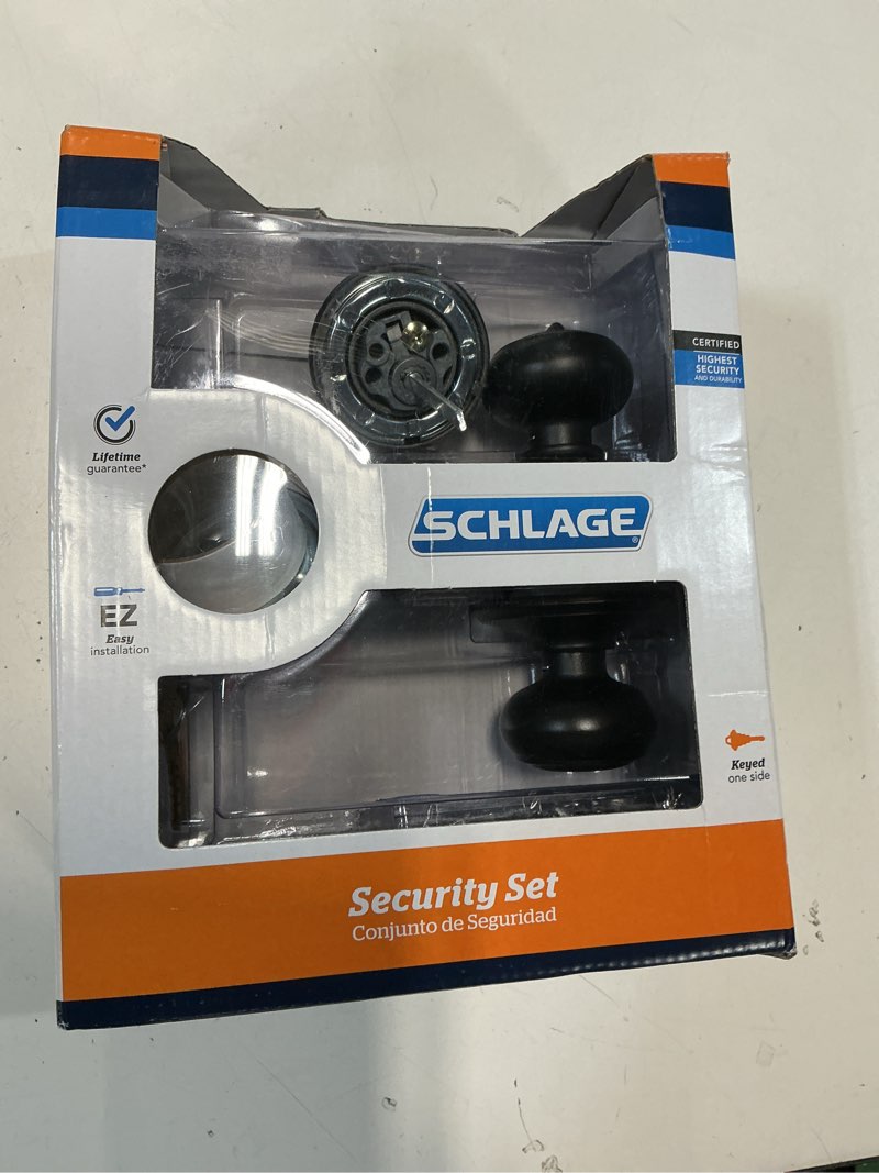 Condition photo showing As Is for SCHLAGE FB50NVGEO716 Georgian Entry Deadbolt Lock, Aged Bronze Pack of 1 Aged Bronze