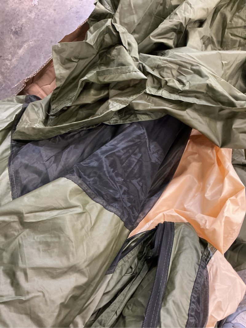 Condition photo showing As Is for vevor 12x12ft pop up gazebo tent with mosquito netting, 6 removable wind panels & 2 mesh windows, outdoor canopy shelter for patio, army green