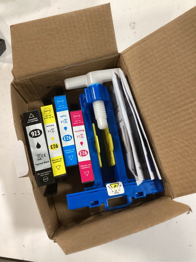 Condition photo showing As Is for 923 Ink Cartridges for HP Printers Compatible for HP 923 Ink Cartridges Work for HP OfficeJet Pro 8135e 8130e 8125e 8138e 8139e Ink Cartridges (4 Pack, Black Cyan Magenta Yellow) Without Chip 923 Black Cyan Magenta Yellow
