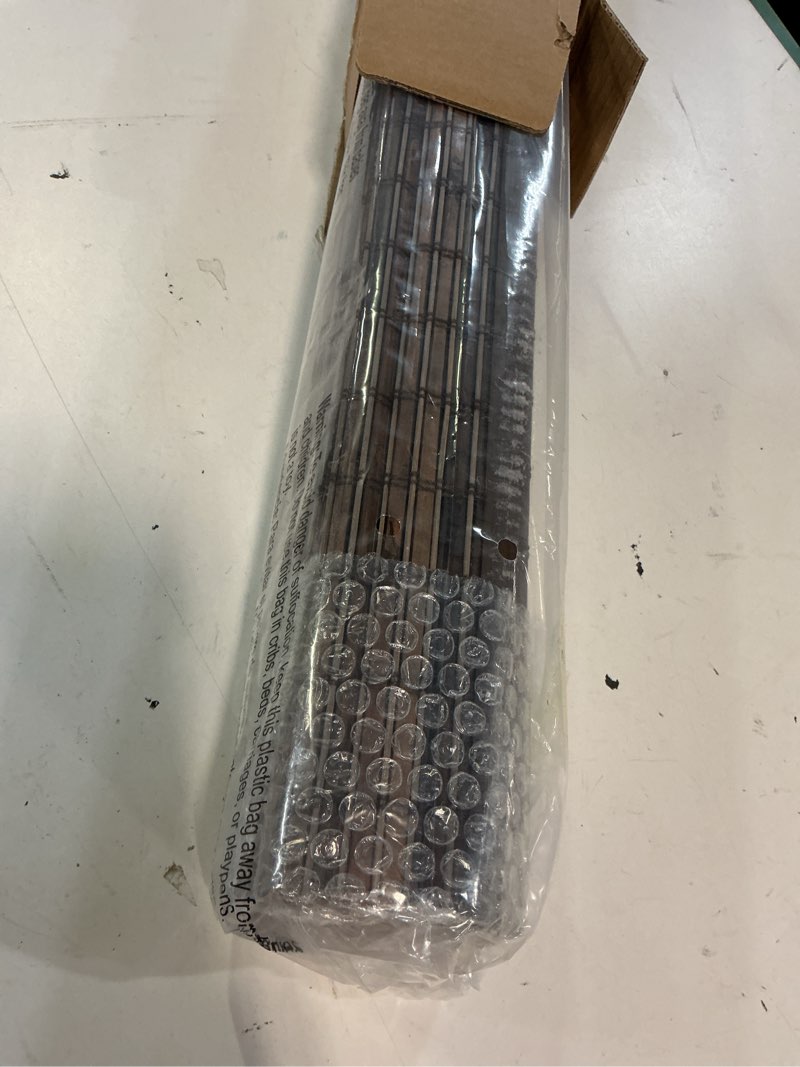 Condition photo showing New/Like New for lazblinds no-drill cordless roman shade - light filtering natural wood, easy install bamboo blind for windows 29" w x 48" h, malay walnut malay walnut 29"w x 48"h