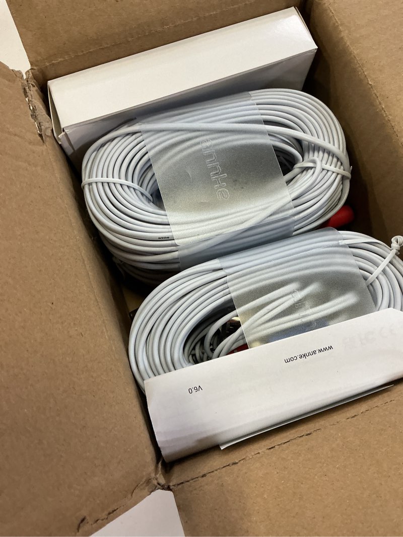 Condition photo showing New/Like New for annke 30m/100ft bnc cable for cctv analog wired security camera, white | 4-pack video power extension surveillance cam cables, 8pcs free connectors & 100pcs clips included, dvr system installation 4pcs 100ft cable-white