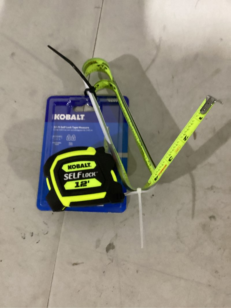 Condition photo showing As Is for kobalt self lock 12-ft auto lock tape measure