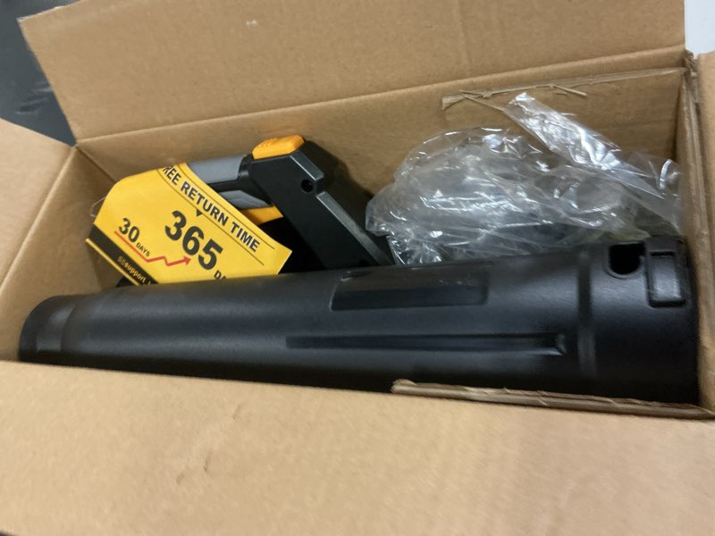 Condition photo showing New/Like New for cordless leaf blower compatible with dewalt 20v max battery 400cfm electric leaf blower cordless, variable speed, turbo mode, battery powered leaf blowers for lawn care, yard(tool only) black (battery and charger not included)