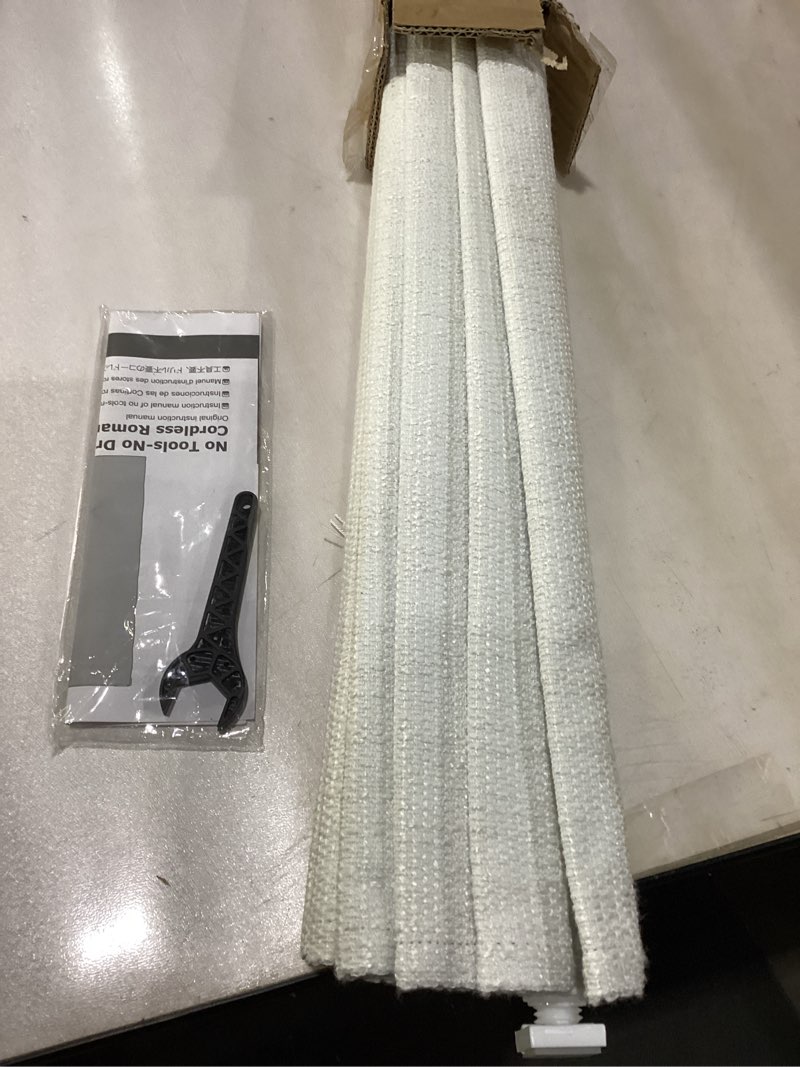 Condition photo showing Good Condition for No Tools No Drill Cordless Roman Shades for Indoor Windows 100% Blackout, for Window Size 30" W × 48" H White White 30" W × 48" H