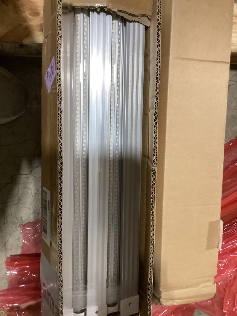 Condition photo showing As Is for super bright 100w 8ft led shop lights 10-pack| 5000k 15000lm linkable 8' led ceiling garage lighting light fixtures for upgrades garage shop workshop warehouse barn lighting| fluorescent replacement