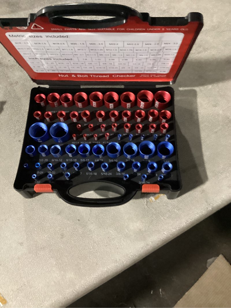 Condition photo showing Good Condition for 66-Piece Nut and Bolt Thread Checker Kit | 34 SAE (Blue) + 32 Metric (Red) Thread Gauges - Precision Bolt Size Finder for Tight Spaces, DIY & Professional Repairs