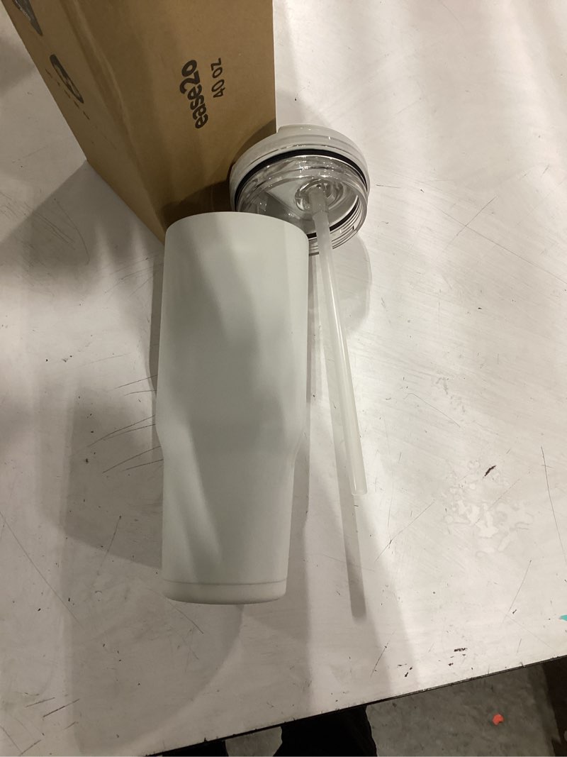 Condition photo showing As Is for hydrojug ease2o 40oz insulated water bottle, straw & chug lid, linen linen 40 ounces