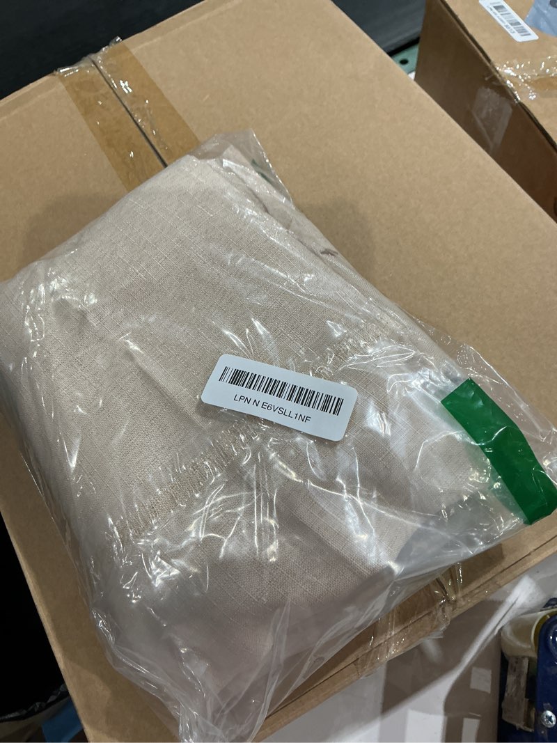 Condition photo showing New/Like New for fitable faux linen beige tablecloth rectangle 60 x 84 inch - fabric neutral table cloth for 6 foot tables, faux burlap kitchen table cover for dining, party, farmhouse, outdoor picnic, camping beige 60" x 84" (rectangular)