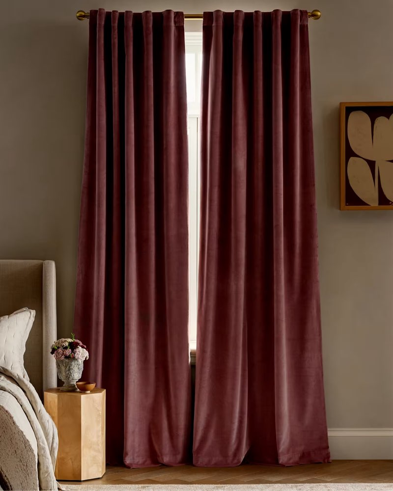 cotton velvet room darkening curtain - single panel color: mauve size: 48x84