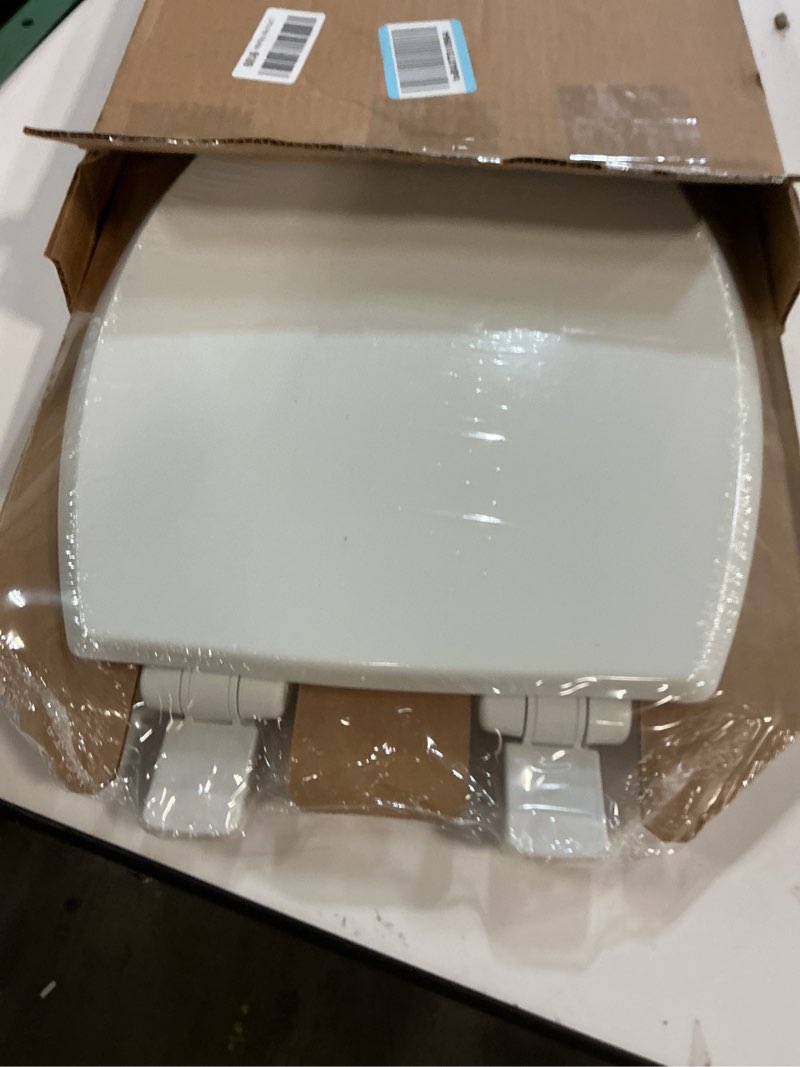 Condition photo showing Good Condition for Mayfair Cassel Slow Close Toilet Seat, Easy Clean, Non Slip Premium Wood Seat, Easy Install, Made in USA, Elongated, White Elongated 1 - Toilet Seat