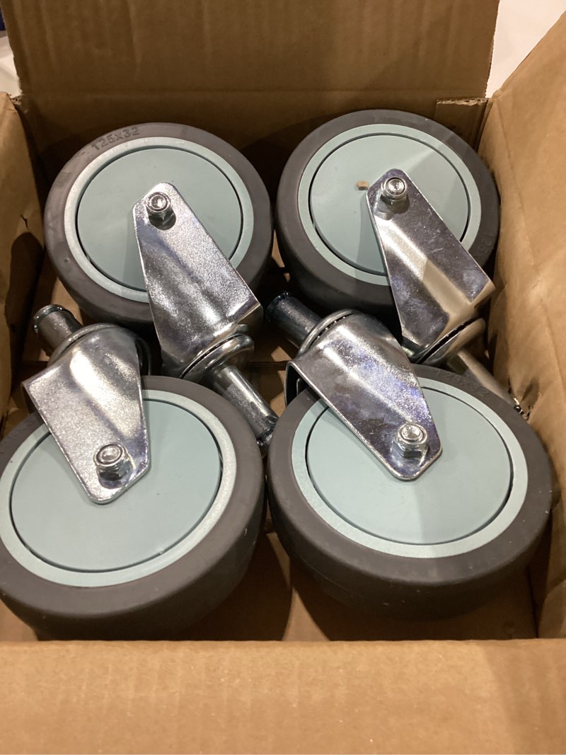 Condition photo showing New/Like New for HOLKIE Caster Wheels Locking 5 Inch Expanding Stem Casters, Threaded Swivel Casters Set of 4 Heavy Duty Castors, Fit 1", 1-1/4", 1-2/5",1-1/2", 1-5/8" ID Stainless Steel Table, Cart, Furniture Legs 5 Inch 4pack