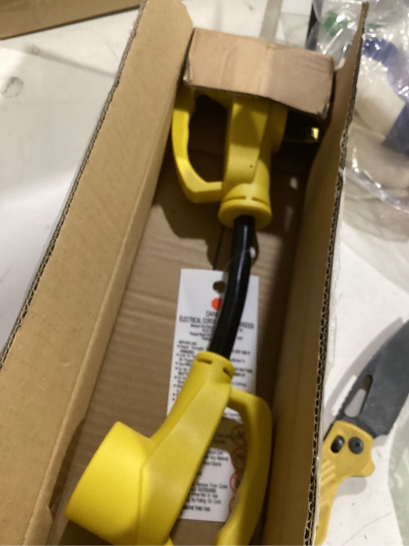 Condition photo showing Good Condition for 50 amp to 30 amp rv adapter 3 prong 12 inch, nema 14-50p male to nema tt-30r female, heavy duty rv electrical adapter cord for camper, stw 10awg 30a 125v 3750w, yellow, etl listed 14-50p to tt-30r 12 inch