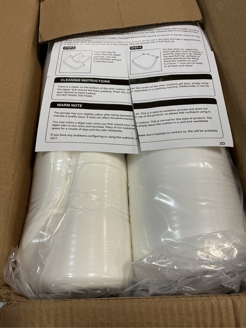Condition photo showing New/Like New for Chair Cushions for Dining Chairs, 2" Thick Seat Cushions for Kitchen Chairs, D-Shaped Chair Pads with Washable Cover, Ties and Non Slip Backing, 17'' x 16'', Set of 4, Brown 4 Count(Pack of 1) Brown