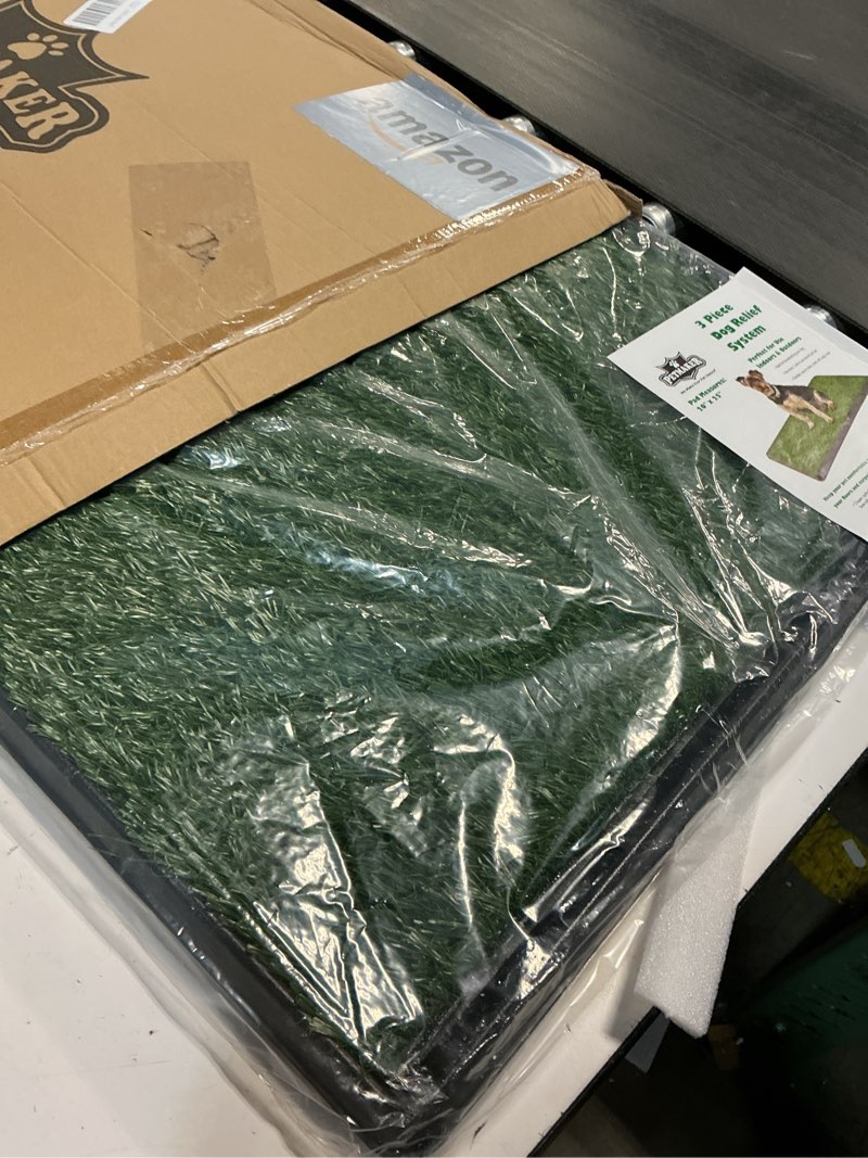 Condition photo showing Good Condition for Artificial Grass Puppy Pee Pad for Dogs and Small Pets - 20x25 Inch, Reusable 3-Layer Turf Pads for Dogs with Tray - Indoor and Outdoor Fake Grass Potty Pet Supplies by PETMAKER Medium 3-Layer System