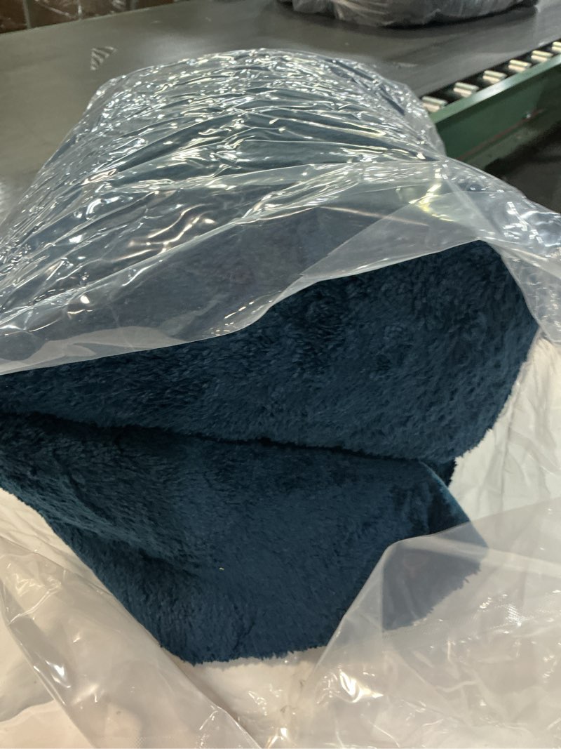 Condition photo showing As Is for Pettop Area Rugs for Bedroom Living Room, 5x7 Navy Blue Thickened Memory-Foam Indoor Carpets, Modern Aesthetic Minimalist Super Soft Comfy Carpet for Boys Girls Adults Room Dorm Home Decor 5' x 7' (Rectangular) Navy Blue