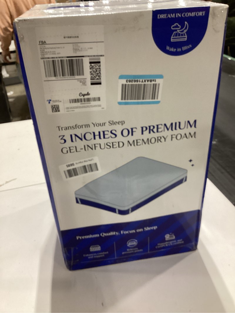 Condition photo showing New/Like New for 3 Inch Gel Memory Foam Mattress Topper Queen, Cooling Mattress Topper with Removable & Washable Bamboo Cover, CertiPUR-US Certified