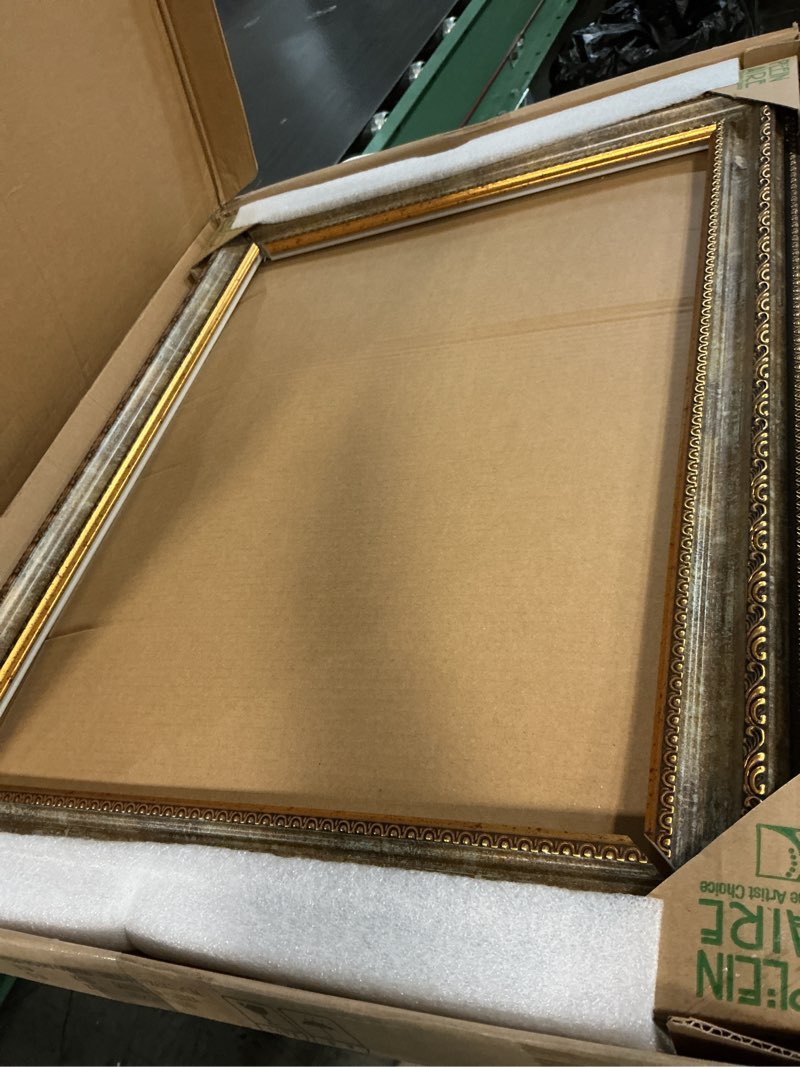 Condition photo showing As Is for artxo 18"x24" frame oil painting art prints,canvas frame for canvas painting,18x24 inch mount finished canvases poster frames,picture frames for wall ,no back & cover,bronze ornate gold frame & aquamarine 18" x 24" bronze gold & aquamarine