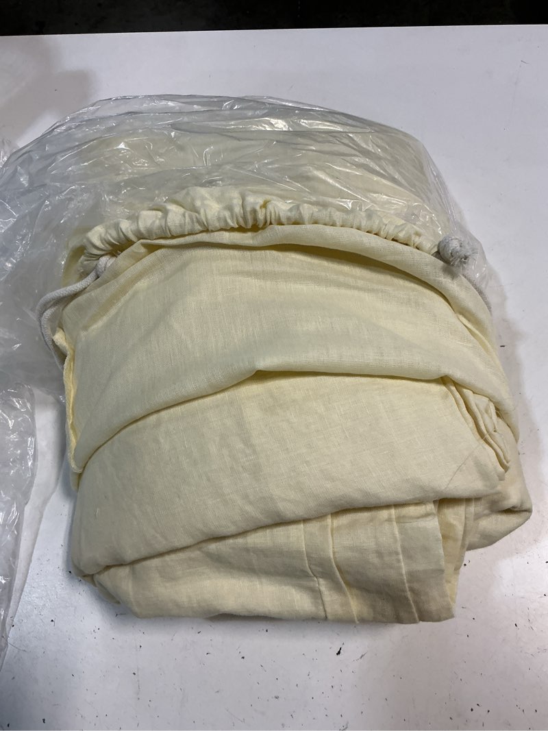 Condition photo showing As Is for quince european linen duvet cover, full/queen, butter yellow