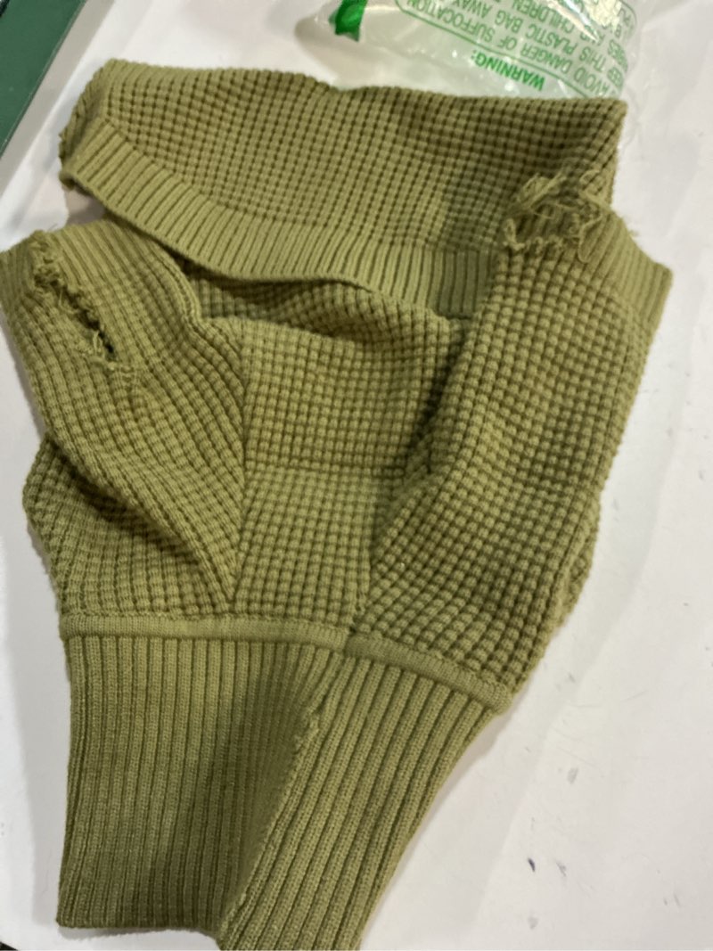 Condition photo showing As Is for (Size:M)Queenmore Waffle Knit Small Dog Sweater, Long Sleeve Doggie Fall Sweater, Turtleneck Sweaters for Small Breeds, Samll Puppy Sweaters, Green S Small Green