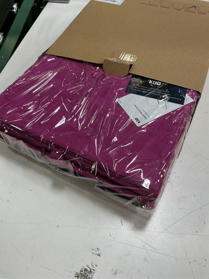 Condition photo showing New/Like New for kdd tablet pillow holder, foldable ipad stand for lap, bed and desk -tablet soft pad dock with pocket & stylus mount compatible with ipad pro 12.9, 10.5, 9.7 air mini 6 5 4 3, galaxy tab, e-reader purple