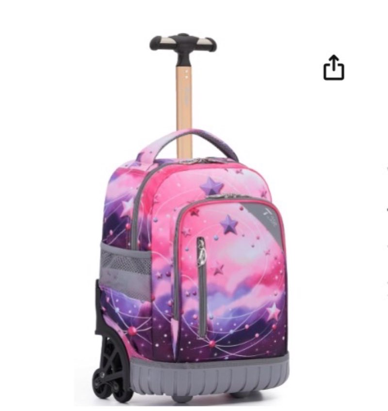 NEW TILAMI 16 Inch Rolling Backpack for Kids Adjustable Handle Carry-on Suitcase Wheels for Girls Bo