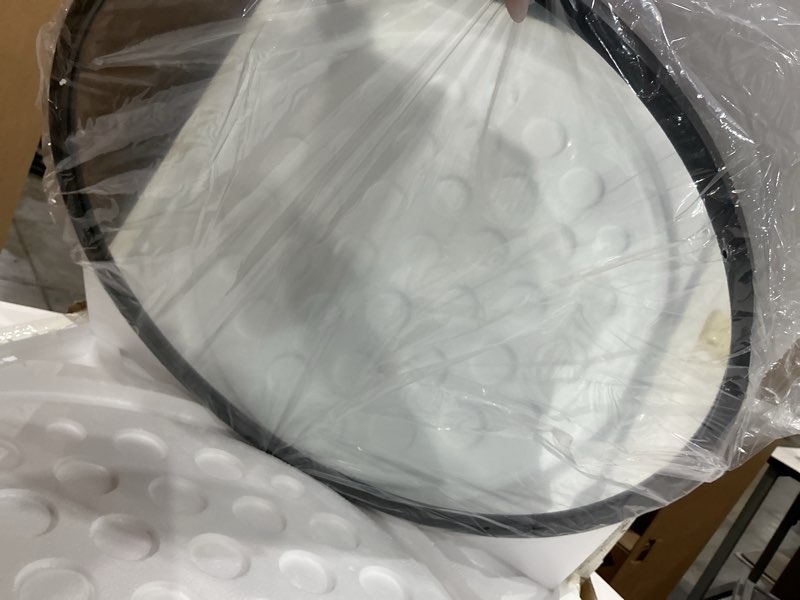 Condition photo showing New/Like New for 24 inch round mirror black metal framed wall mount bathroom vanity real glass circle mirror for home, entryway, living room, bedroom